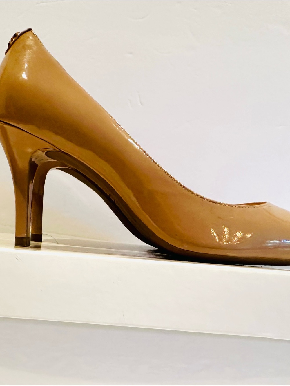 Cole Haan Beige Patent Leather Mid Heel Pumps - never worn